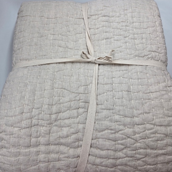 NWOT QUINCE European Linen Cotton Stitch Quilt King/Cal King Natural 4173 - Picture 7 of 9